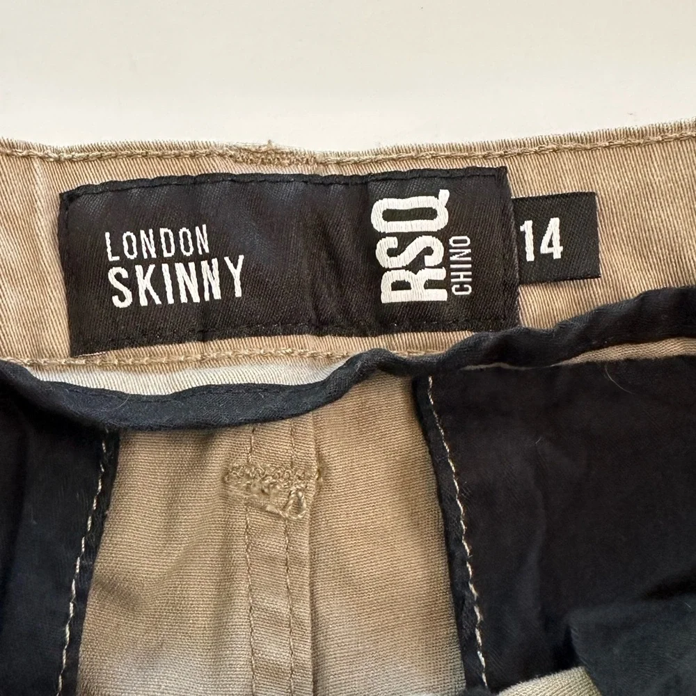 RSQ Skinny Chino Pants Khaki London Boys Size 14